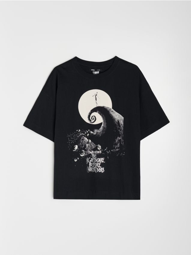 Sinsay - Tricou din bumbac cu imprimeu Nightmare Before Christmas - negru