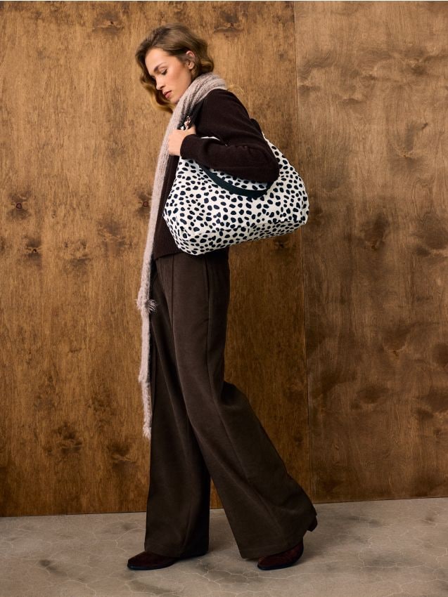 Sinsay - Pantaloni eleganți wide leg cu detalii de cusături - brun-auriu