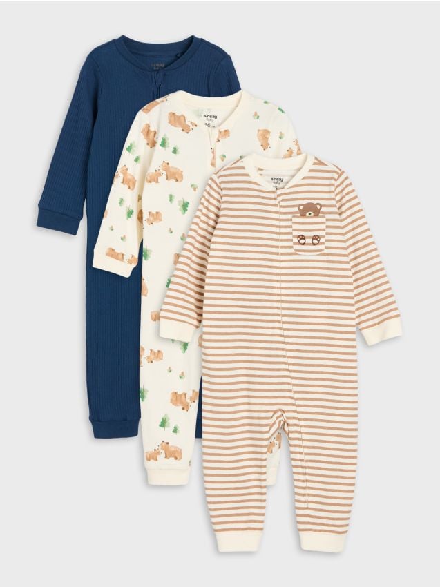 Sinsay - Salopete din Bumbac cu Imprimeu, Set de 3 - multicolor