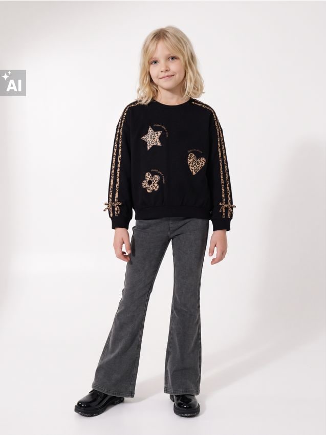 Sinsay - Set format din hanorac cu imprimeu leopard și pantaloni evazați - multicolor
