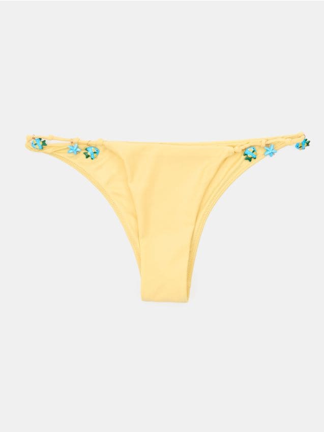 Sinsay - Slip de bikini cu pandantive - galben-pal