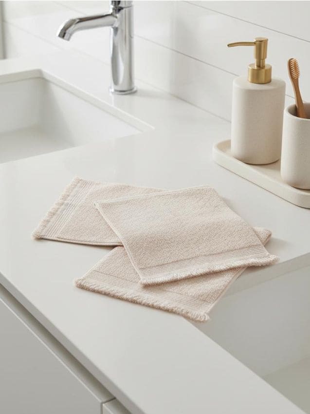 Sinsay - Sada bavlnených uterákov s strapcami 3 pack - krémová