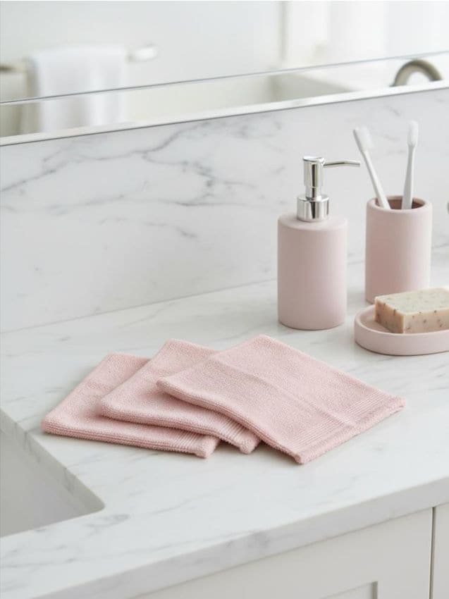 Sinsay - Sada bavlnených uterákov s strapcami 3 pack - pastelová ružová