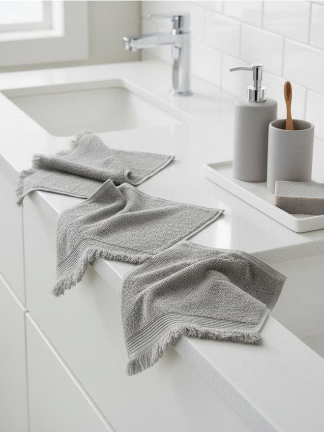 Sinsay - Sada bavlnených uterákov s strapcami 3 pack - svetlozelená