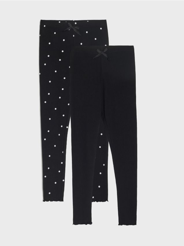 Sinsay - Bawełniane legginsy z prążkowanej dzianiny 2 pack - wielobarwny