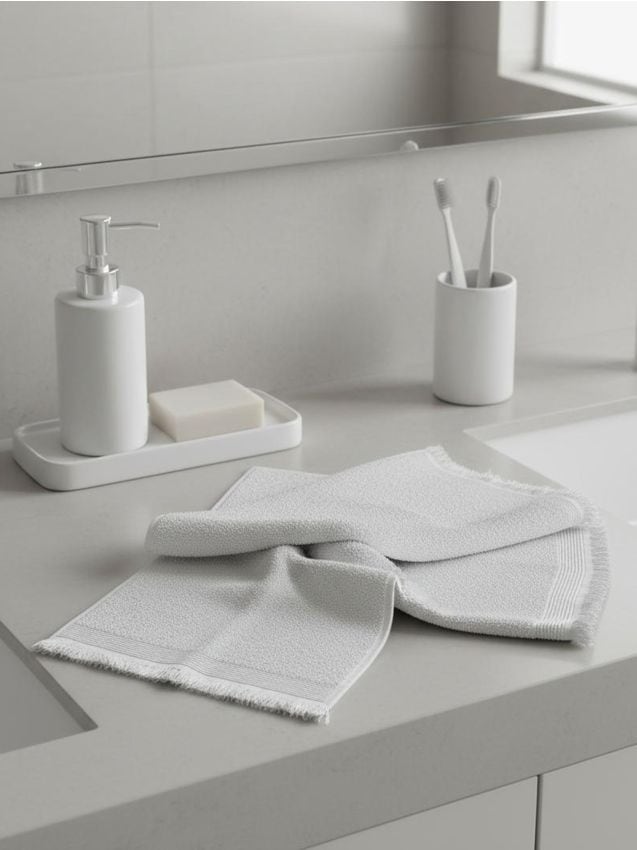 Sinsay - Sada bavlnených uterákov s strapcami 2 pack - biela