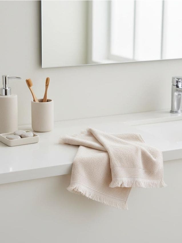 Sinsay - Sada bavlnených uterákov s strapcami 2 pack - krémová