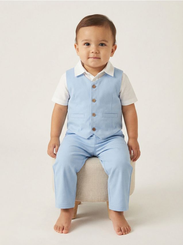 Sinsay - Elegancki komplet: kamizelka i spodnie - niebieski