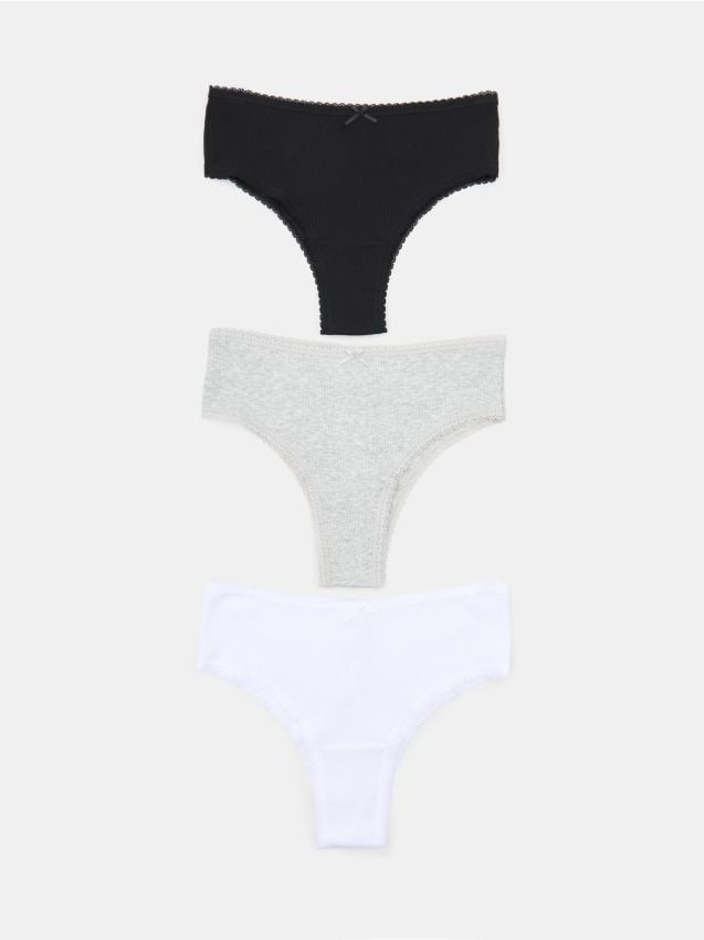 Sinsay - Prążkowane majtki brazyliany 3 pack - wielobarwny