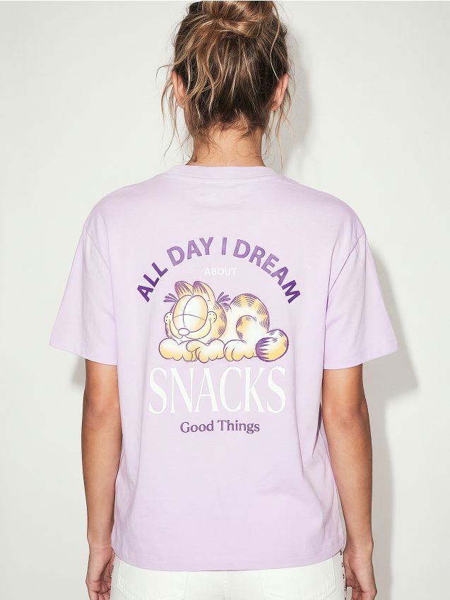 Sinsay - Tricou din bumbac cu imprimeu Garfield - lavand