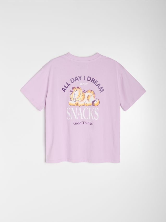 Sinsay - Tricou din bumbac cu imprimeu Garfield - lavand