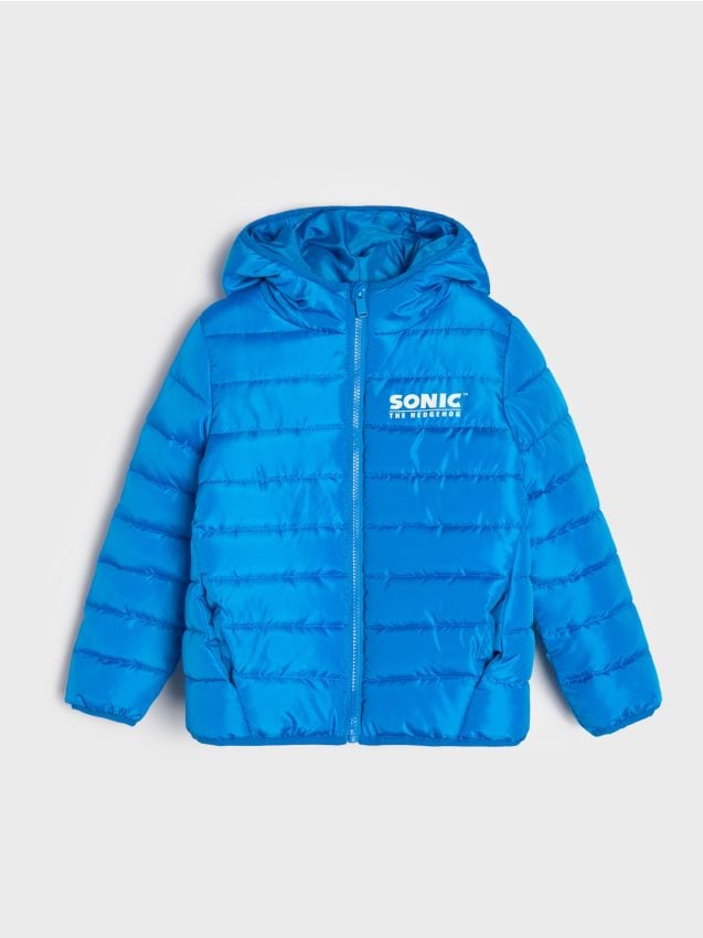 Sinsay - Pikowana kurtka z kapturem 3D Sonic the Hedgehog - niebieski