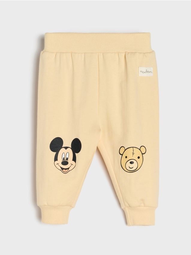 Sinsay - Pantaloni cu căptușeală din fleece Mickey Mouse - crem