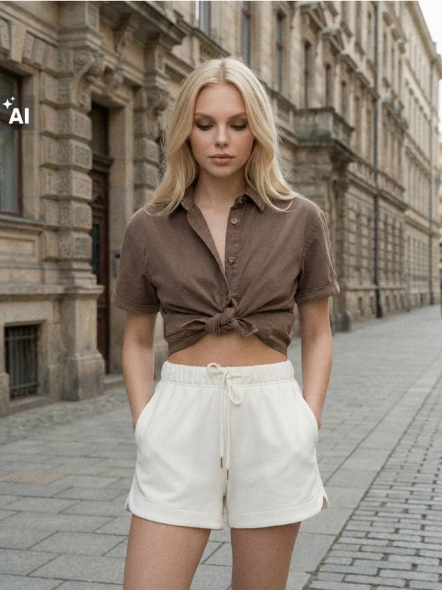 Sinsay - Pantaloni scurți soft touch cu amestec de viscoză - crem