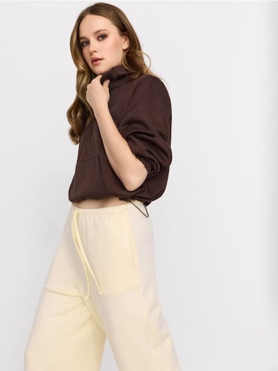 Штани wide leg з м’якого трикотажу з домішкою віскози soft touch
