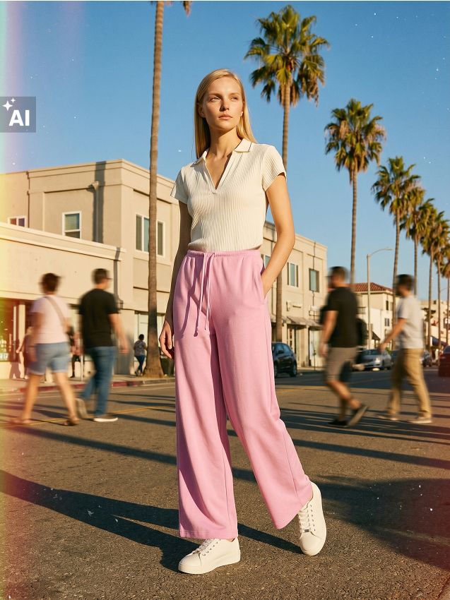 Sinsay - Pantaloni wide leg din tricot moale cu amestec de vâscoză soft touch - roz