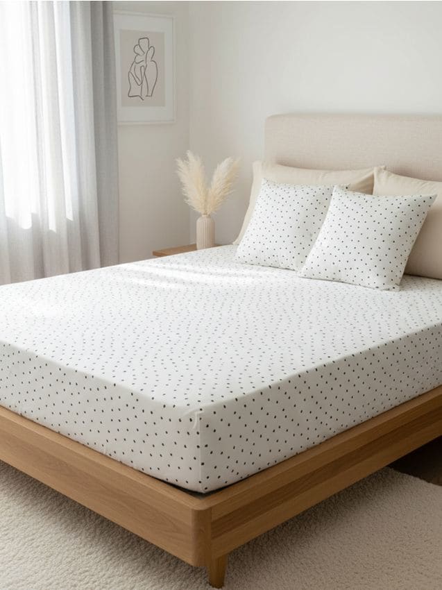 Sinsay - Cearceaf cu elastic cu imprimeu integral cu inimi - negru