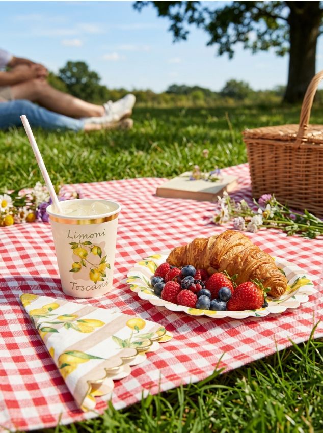 Sinsay - Set de veselă de masă din hârtie: farfurii, șervețele, paie și pahare cu motiv de lămâi 60 pack - multicolor