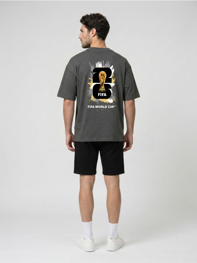 Sinsay - Tricou din bumbac cu imprimeu FIFA World Cup - gri-închis