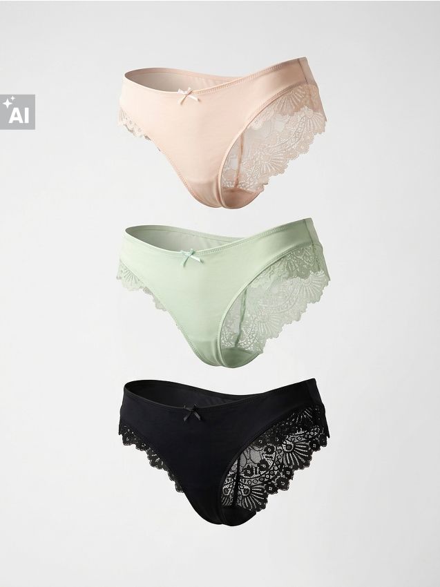 Sinsay - Chiloți brazilieni cu dantelă pachet de 3 - multicolor
