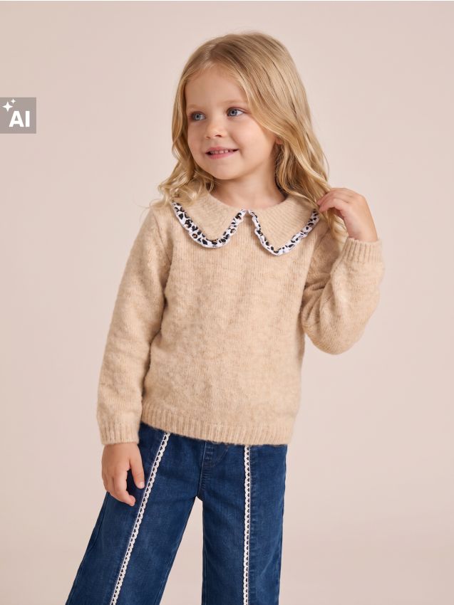 Sinsay - Pulover cu guler elegant - albastru-pal