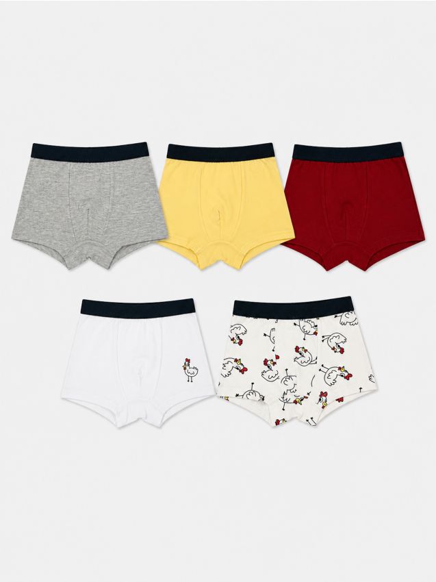 Sinsay - Boxeri din bumbac cu motiv de pui 5 pack - multicolor