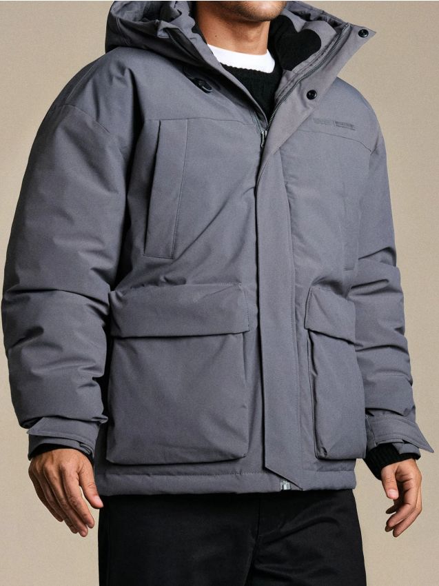 Sinsay - Puffer bunda s kapucňou - tmavosivá