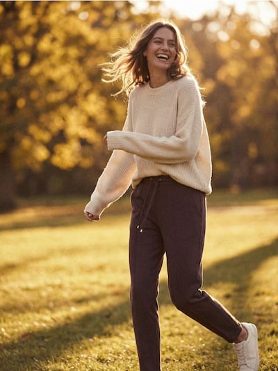 Spodnie cygaretki z dzianiny z wiskozą