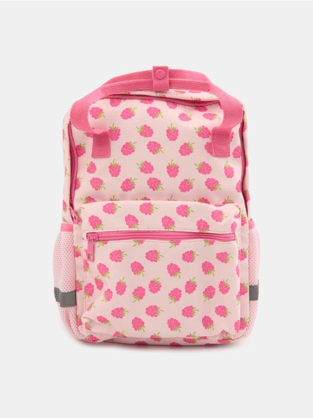 Sinsay - Rucsac cu model de zmeură și elemente reflectorizante - crem