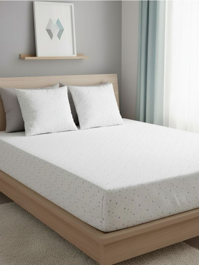 Sinsay - Cearșaf cu elastic cu imprimeu all-over cu stele - bleumarin