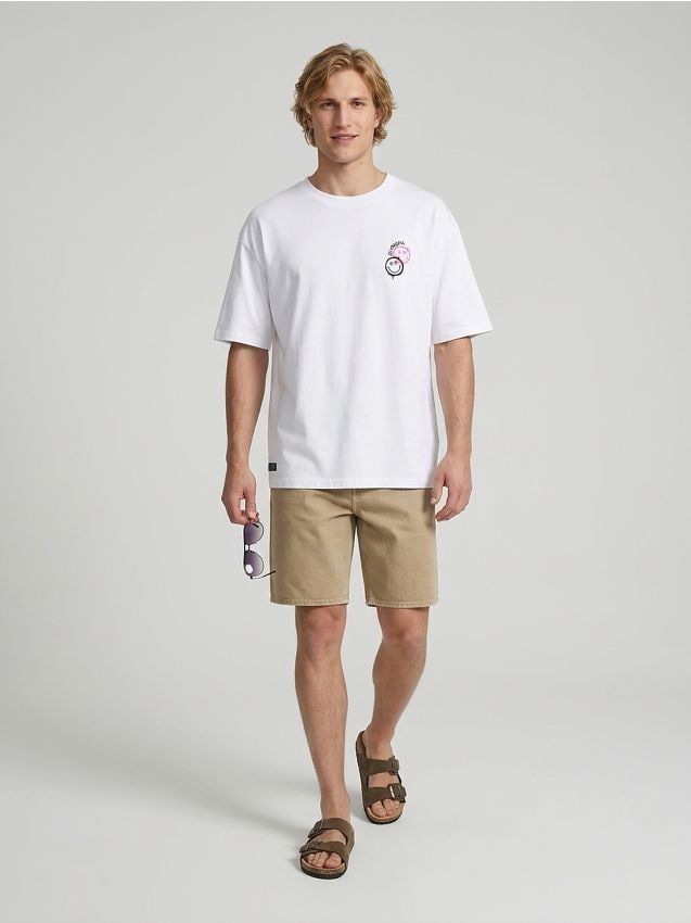 T-shirt in cotone con stampa sul retro Smiley World - bianco