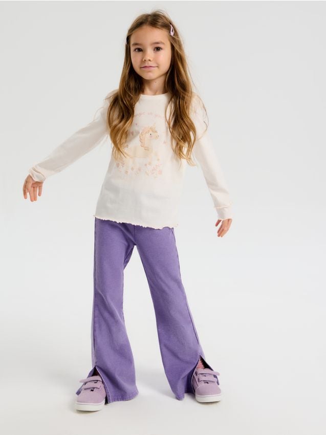 Sinsay - Tricou cu mânecă lungă - crem