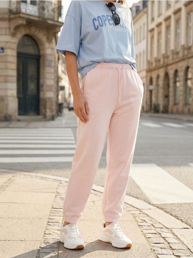 Sinsay - Pantaloni de trening tip jogger - roz-pastel