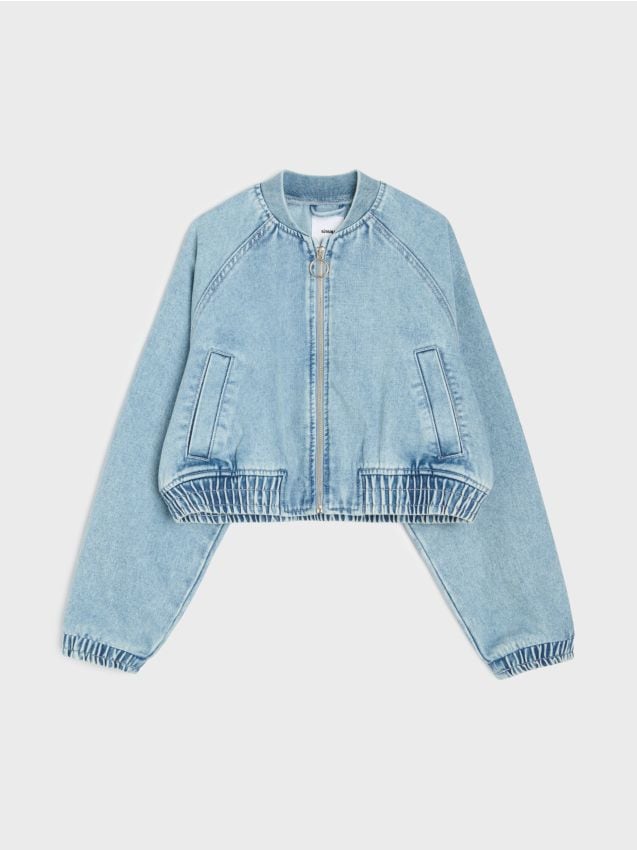 Sinsay - Jeansowa kurtka bomber - niebieski