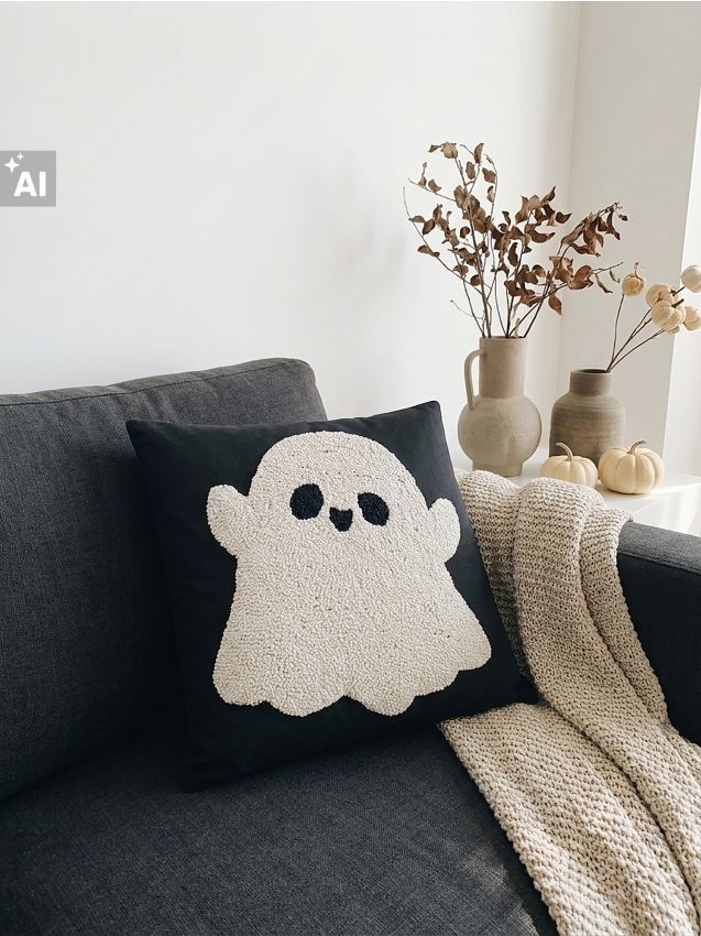 Sinsay - Față de pernă decorativă de Halloween cu motiv de fantomă în relief - multicolor