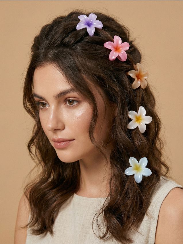 Sinsay - Agrafe cu flori 6 pack - multicolor