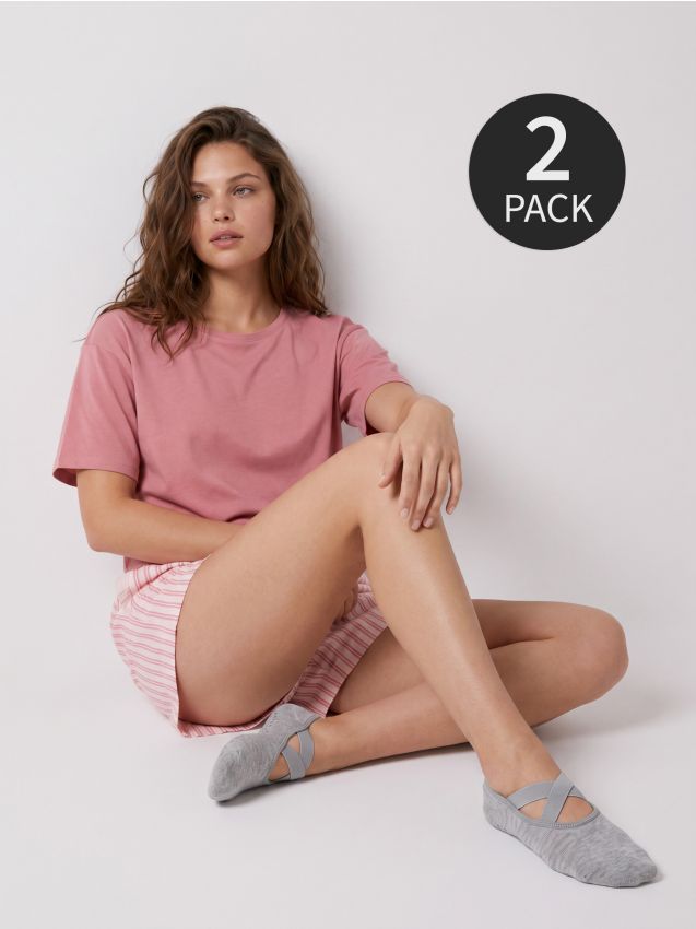 Sinsay - Șosete invizibile antiderapante cu bumbac 2 pack - multicolor