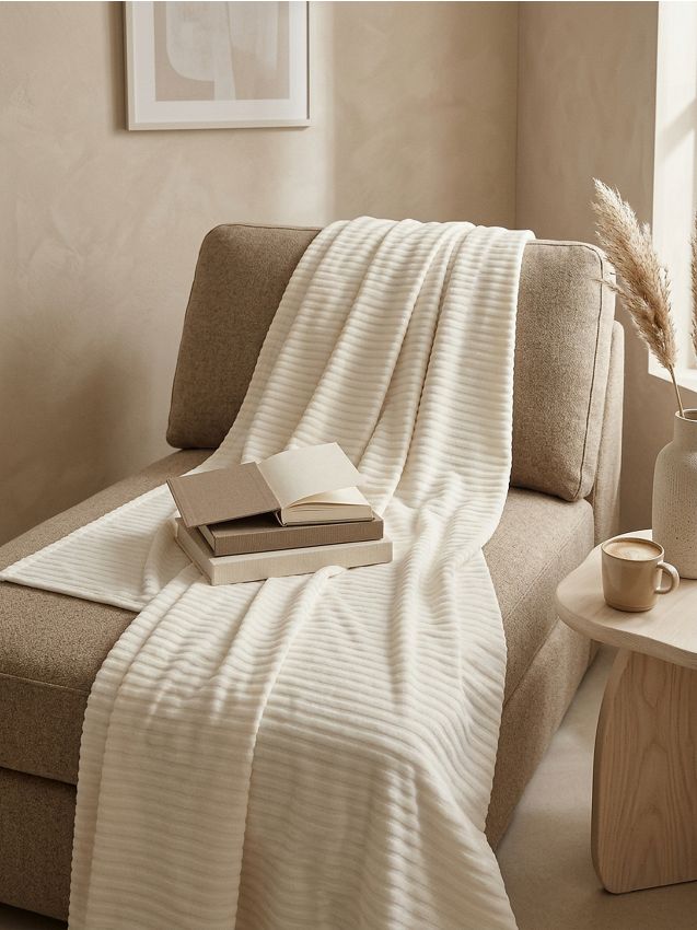 Sinsay - Pătură cu dungi - crem