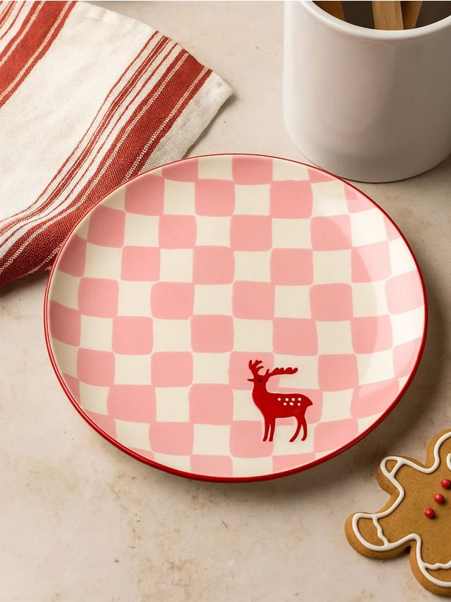 Sinsay - Tanier s káro vzorom a potlačou soba - pastelová ružová