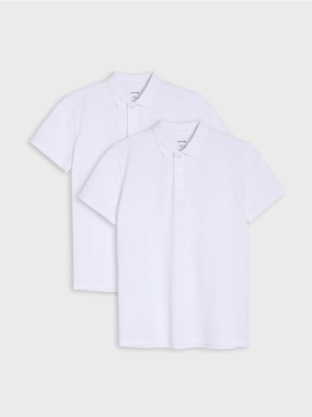 Sinsay - Tricouri polo din bumbac 2 pack - alb
