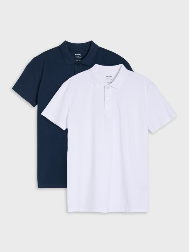 Sinsay - Tricouri polo din bumbac 2 pack - bleumarin