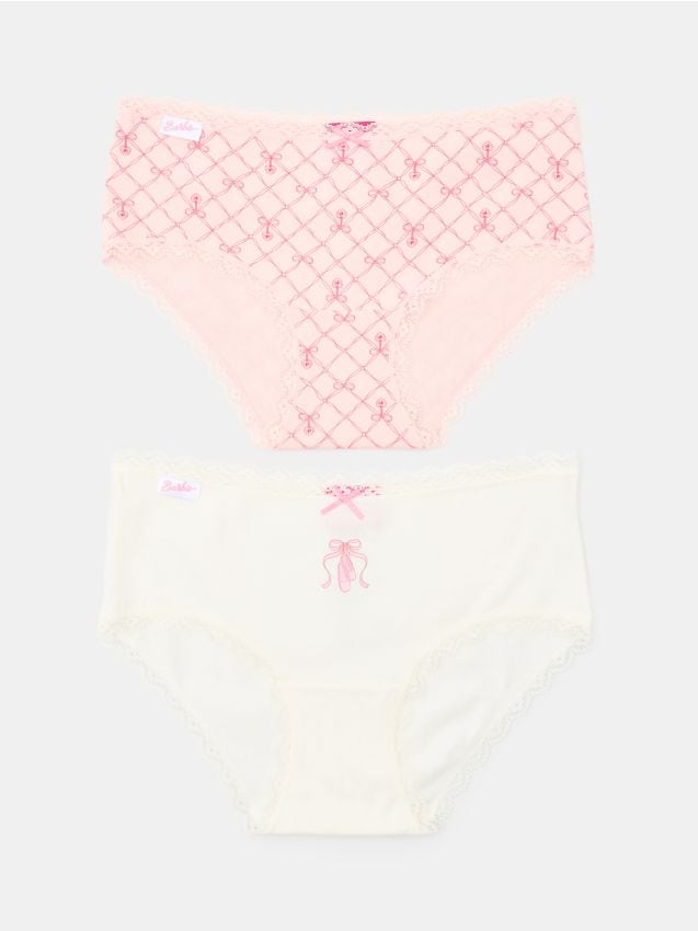 Sinsay - Chiloți hipster din bumbac cu dantelă 2 seturi Barbie - multicolor