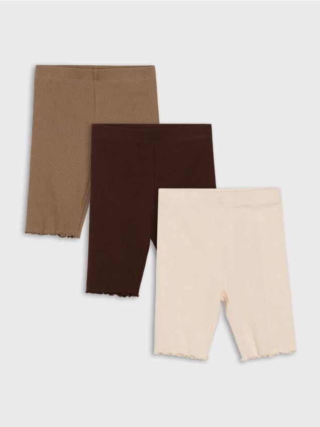 Sinsay - Pantaloni scurți tip colant din bumbac cu volane decorative 3 pack - multicolor