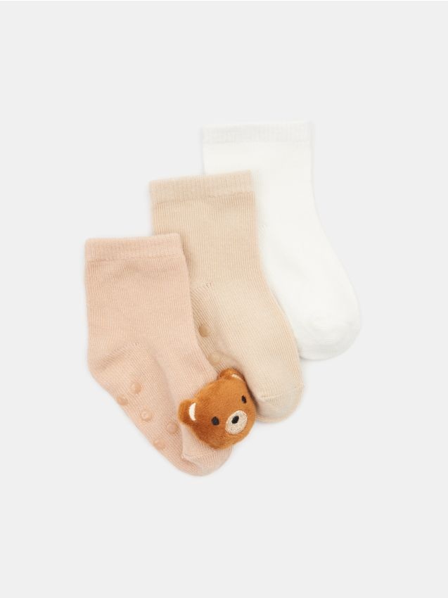 Sinsay - Súprava 3 párov protišmykových ponožiek - viacfarebná