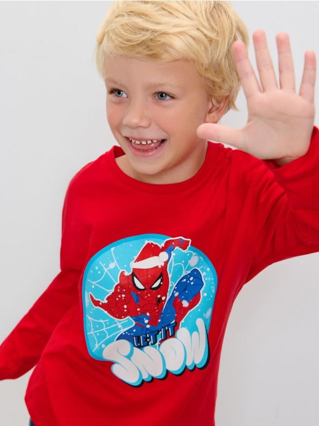 Sinsay - Tricou cu mânecă lungă Spider-Man - roșu