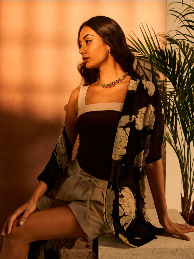 Sinsay - Top cu bretele subțiri - maro-închis