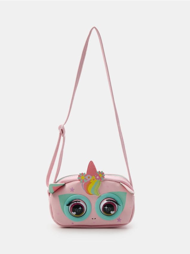 Sinsay - Geantă de umăr cu ochi mobili și motiv unicorn - roz-pastel