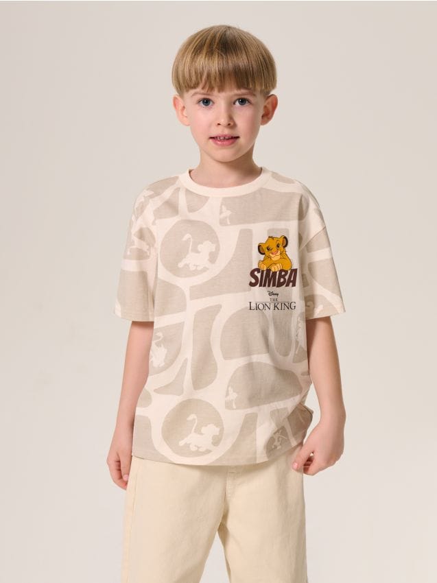 Sinsay - Tricou din bumbac cu imprimeu The Lion King - crem