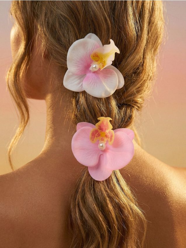 Sinsay - Agrafe de păr în formă de orhidee, 2 pachet - multicolor