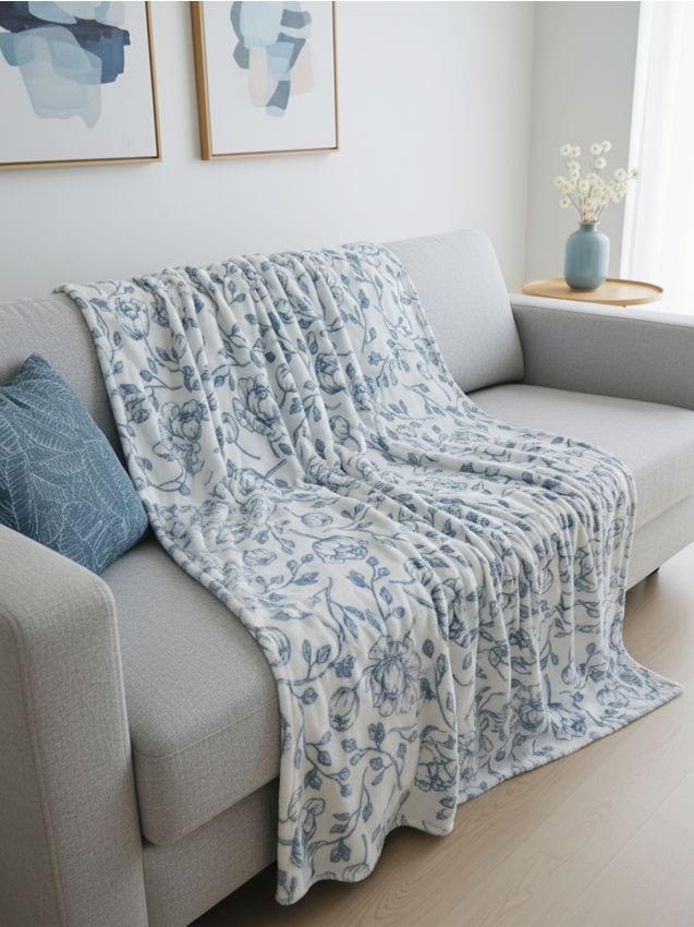 Sinsay - Pătură cu motiv floral - alb